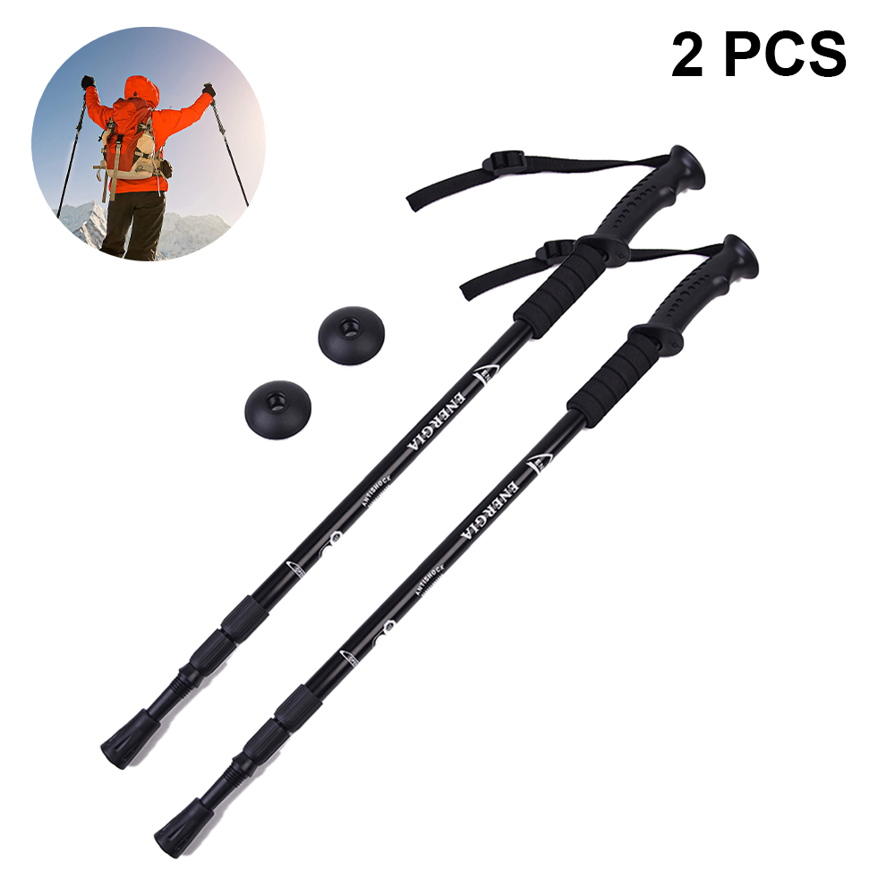 Nordic Walking Trekking Poles - 2 Pack with Antishock and Quick Lock System, Telescopic, Collapsible, Ultralight for Hiking, Camping, Mountaining, Backpacking, Walking, Trekking